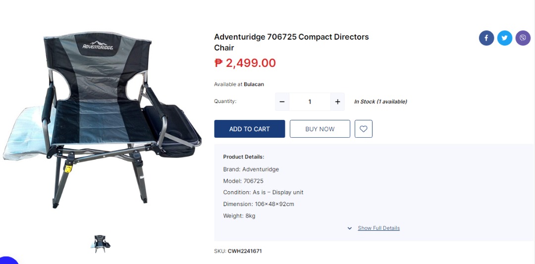 Adventuridge 706725 Compact Directors Chair Sports Equipment