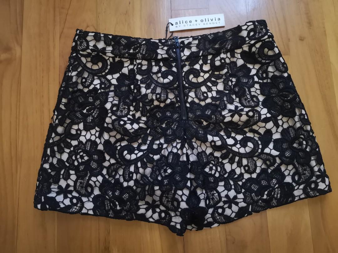 Alice Olivia black lace shorts Women s Fashion Bottoms Shorts