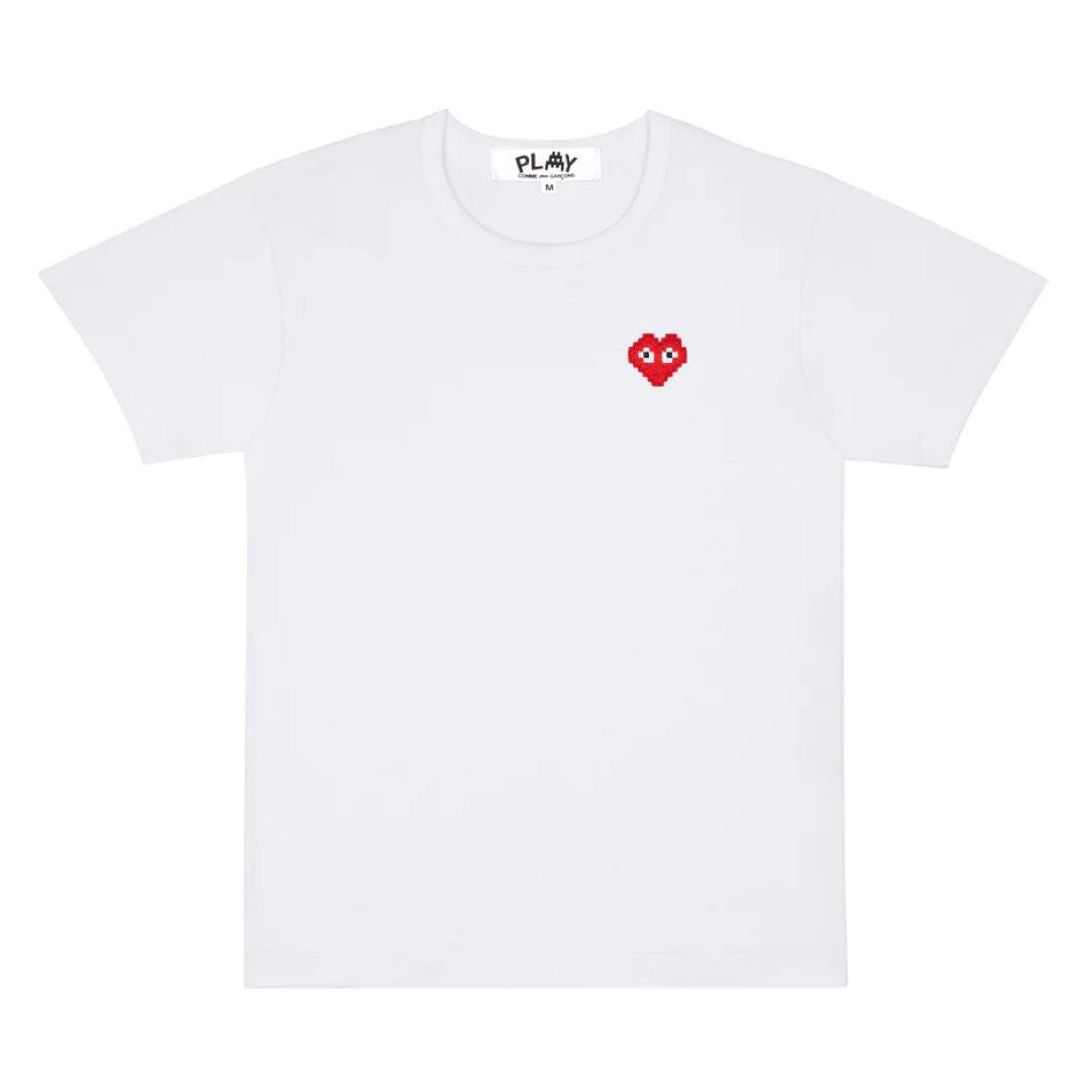 Clothes Comme Des Garcons White Shirt Red Heart Eyes Brand Black