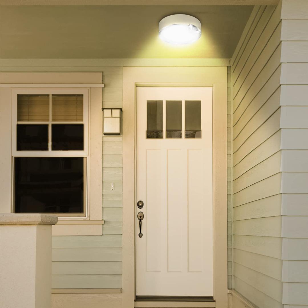 Yurnero Motion Sensor Ceiling Light – Battery Powered LED Light, 400 Lumens, 6000K, 7.8 Inch – Ideal For Closets, Stairs, Garage & Shed