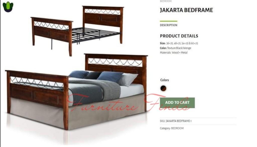 BED FRAME (Category: Bed Frames & Mattresses) located in Pasay City. Submitted by kendric_25 (Listing ID 1191956707, Image 2). Description: BED FRAME - DELHI & JAKARTA MODEL AVAILABLE IN: -SINGLE 36X75 (9,800) -DOUBLE 48X75 (11,000) -FULL DOUBLE 54X75 (11,300) -QUEEN 60X75 (11,500) KNOCKDOWN ITEM (NOT ASSEMBLE) FREE DELIVERY WITHIN METRO MANILA AREA ONLY C.O.D. FREE ASSEMBLE BULK ORDERS ACCEPTED 2-3 WORKING DAYS DELIVERY SCHEDULE.