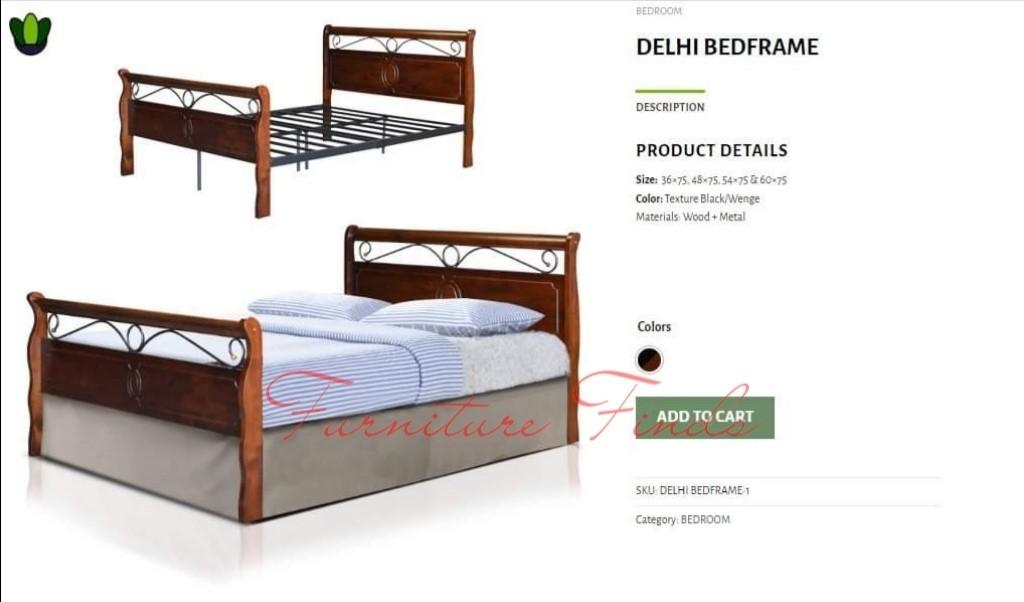 BED FRAME (Category: Bed Frames & Mattresses) located in Pasay City. Submitted by kendric_25 (Listing ID 1191956707, Image 1). Description: BED FRAME - DELHI & JAKARTA MODEL AVAILABLE IN: -SINGLE 36X75 (9,800) -DOUBLE 48X75 (11,000) -FULL DOUBLE 54X75 (11,300) -QUEEN 60X75 (11,500) KNOCKDOWN ITEM (NOT ASSEMBLE) FREE DELIVERY WITHIN METRO MANILA AREA ONLY C.O.D. FREE ASSEMBLE BULK ORDERS ACCEPTED 2-3 WORKING DAYS DELIVERY SCHEDULE.