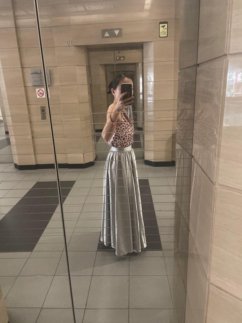 Silver metallic shop skirt xs