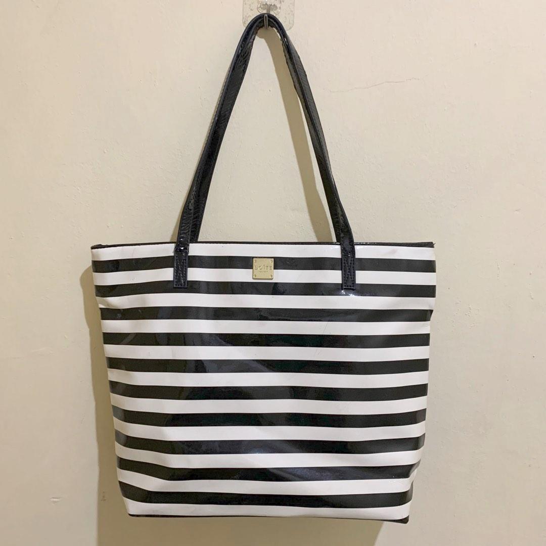 Boite New York by Kate Spade Stripe Black n White Tote Bag