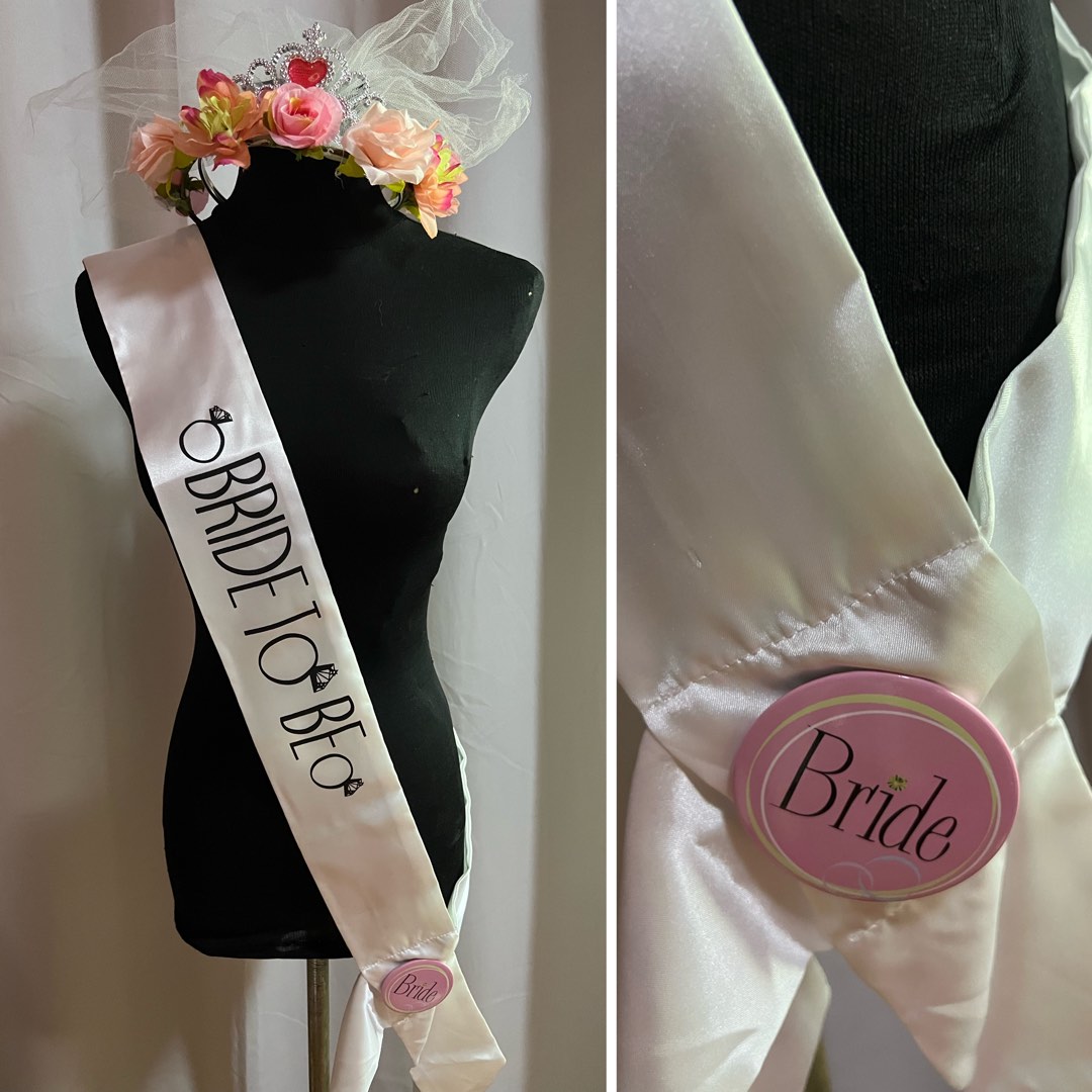 Bridal Shower Sash with Crown, Hobbies & Toys, Stationary & Craft