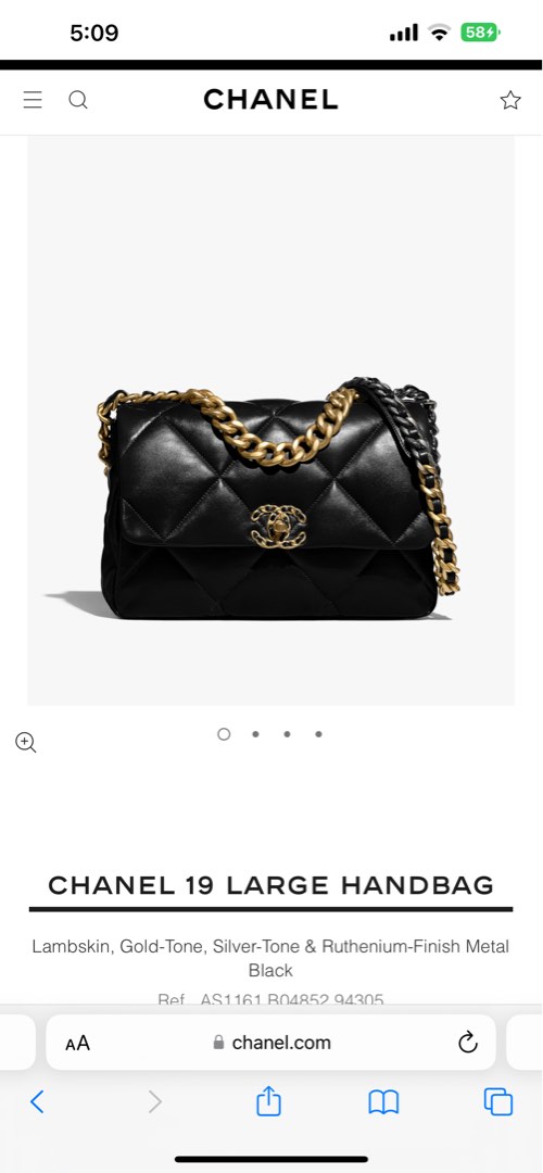 Chanel 19 Flap Bag Lambskin Gold/Ruthenium-tone Large Black in