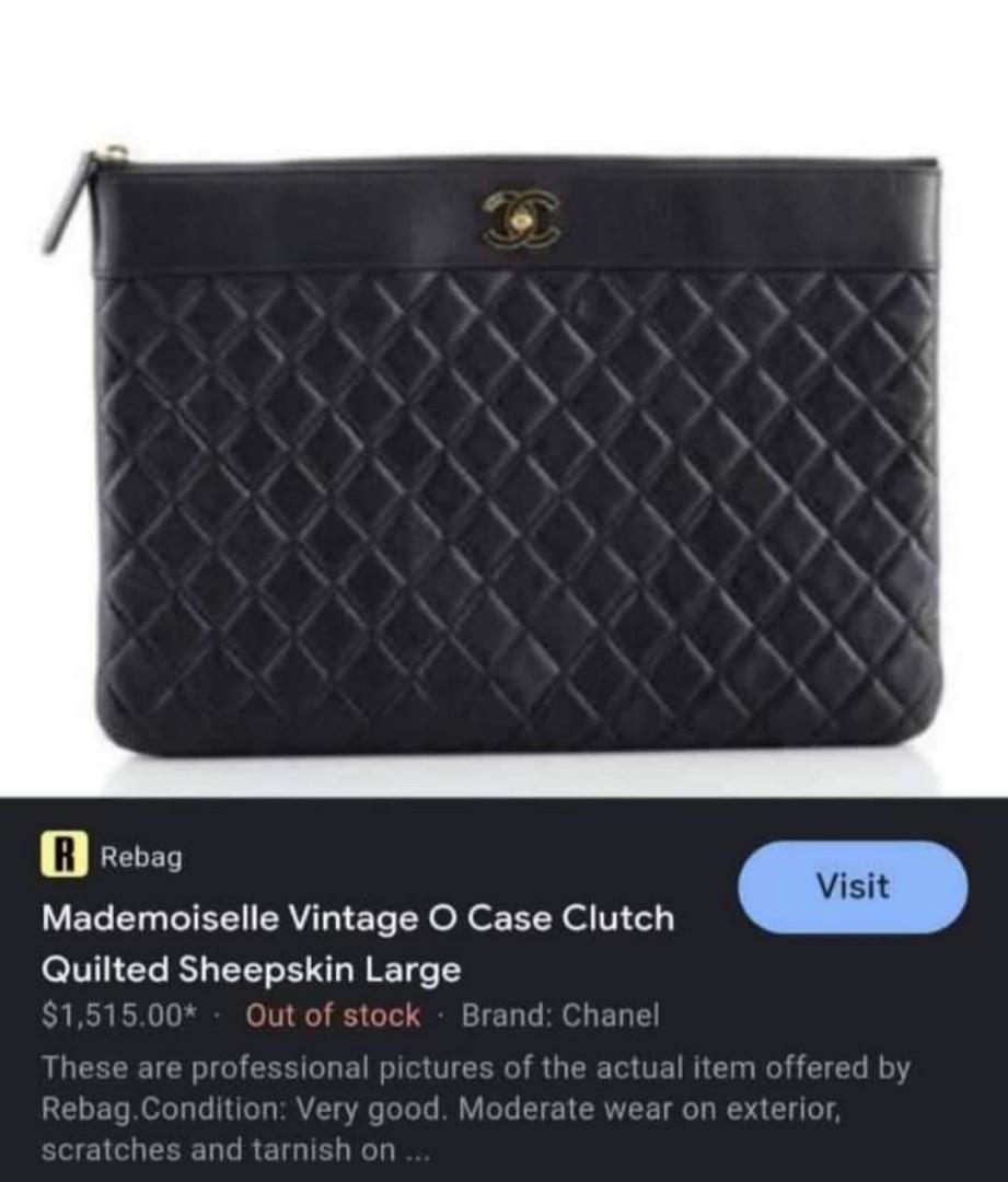 CHANEL Sheepskin Quilted Medium Vintage Mademoiselle Cosmetic Case
