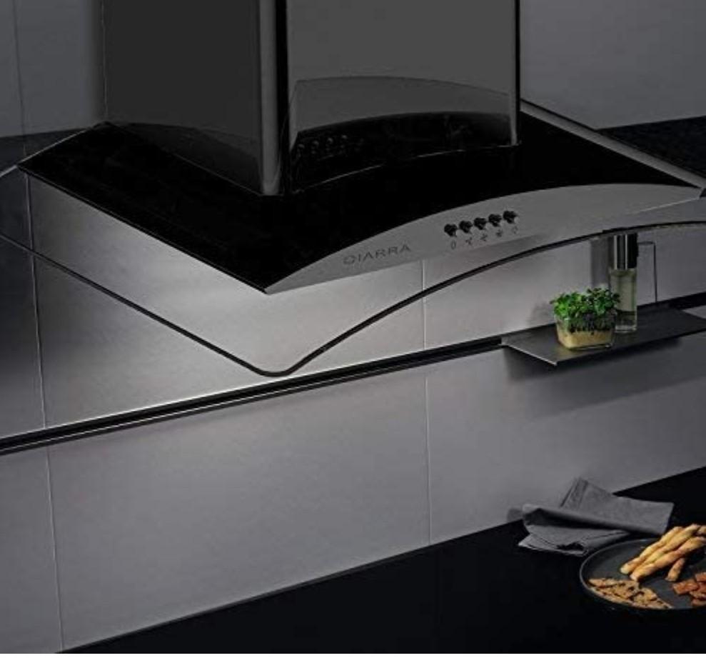 CIARRA CBCS6506B 60cm Glass Cooker Hood Curved Stainless Steel Chimney Hoods Recirculating