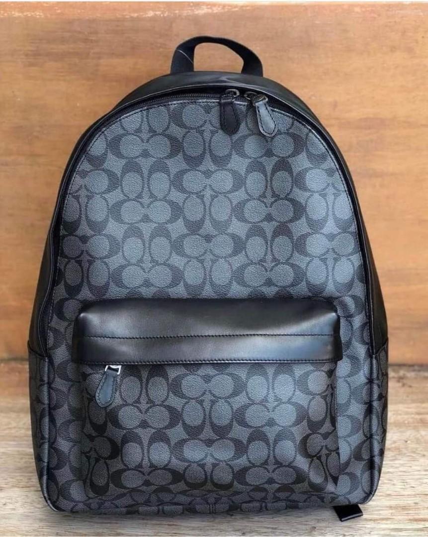 coach charles backpack price Large Charlie Backpack In Signature Khaki / Saddle Brow — Coach charles leather backpack -