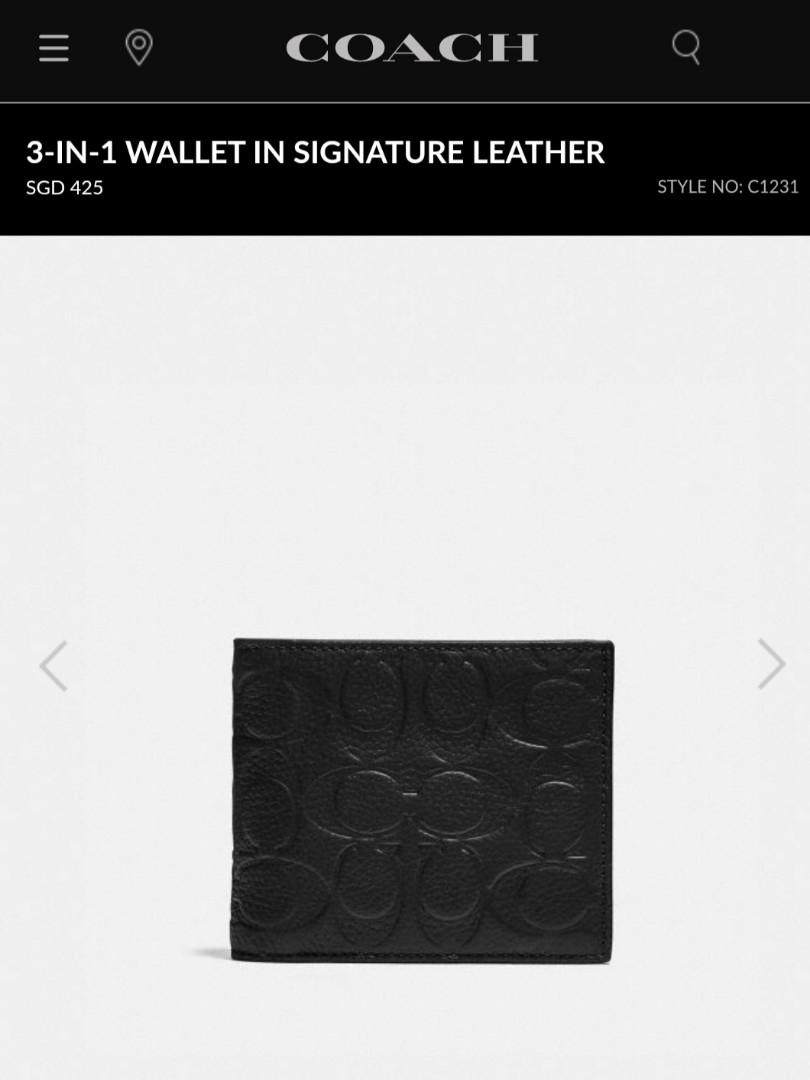 Coach Wallet (Men) (ART no. C1231) Black, Luxury, Bags & Wallets on