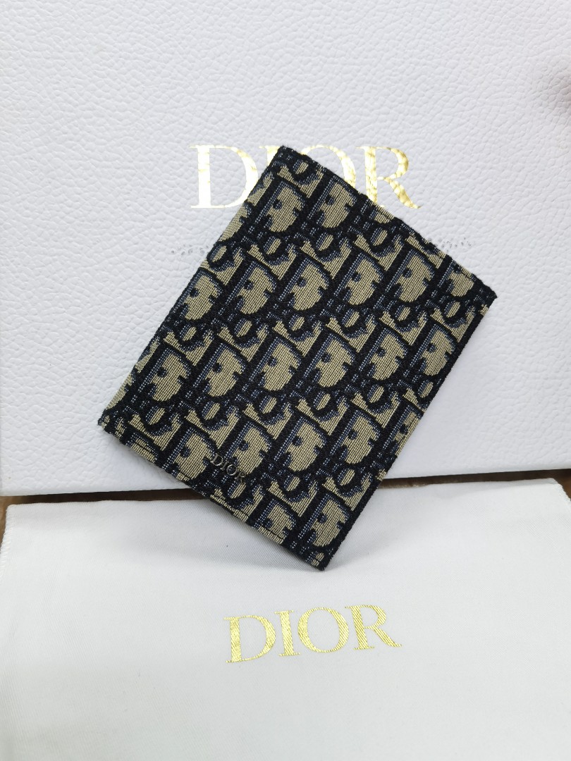 Passport Cover Beige and Black Dior Oblique Jacquard