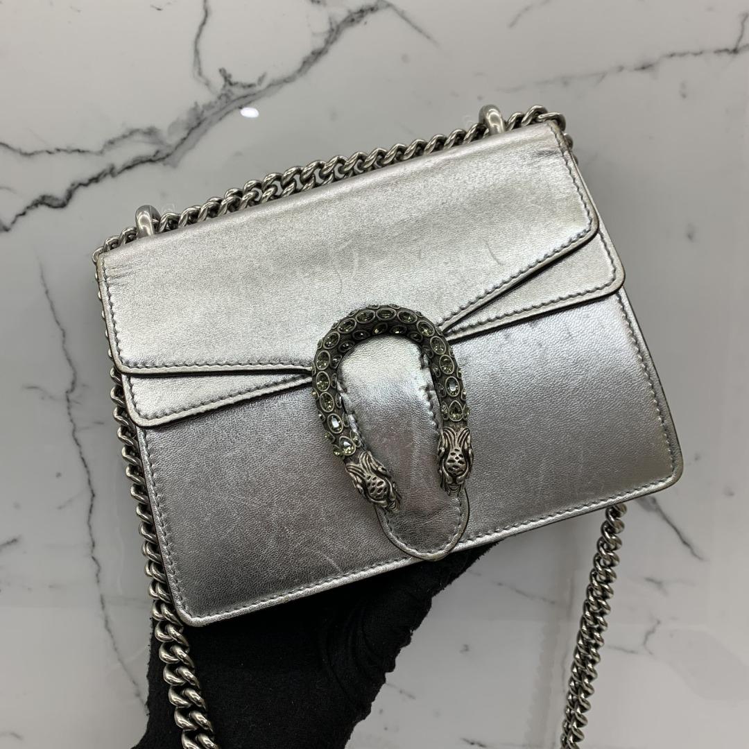 GUCCI 421970 LAME MINI DIONYSUS IN SILVER LEATHER SHOULDER BAG 227027230 WE Women s Fashion Bags Wallets Shoulder Bags on Carousell