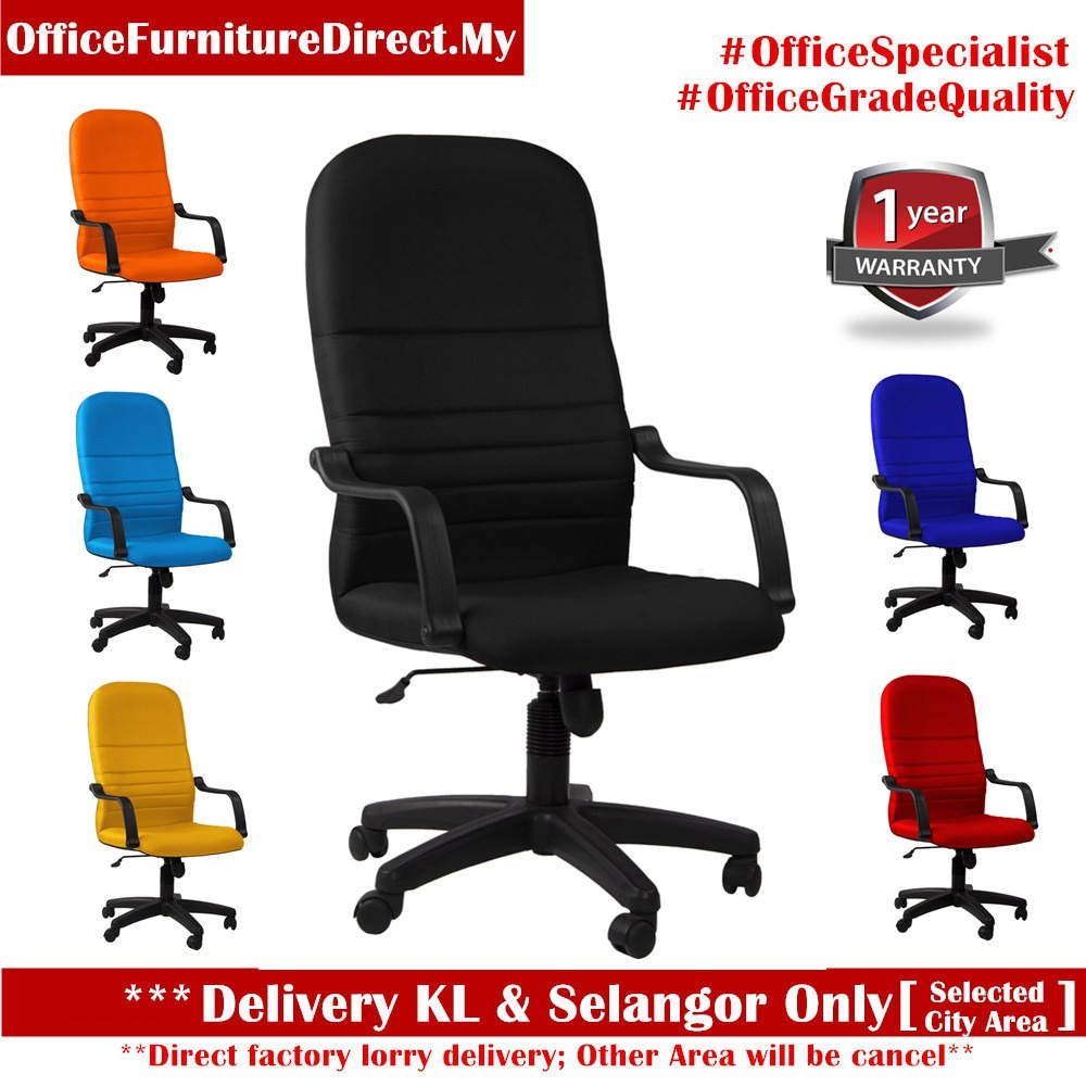 High Back Fabric Office Chair Double Layer Seat Foam (Made in Malaysia
