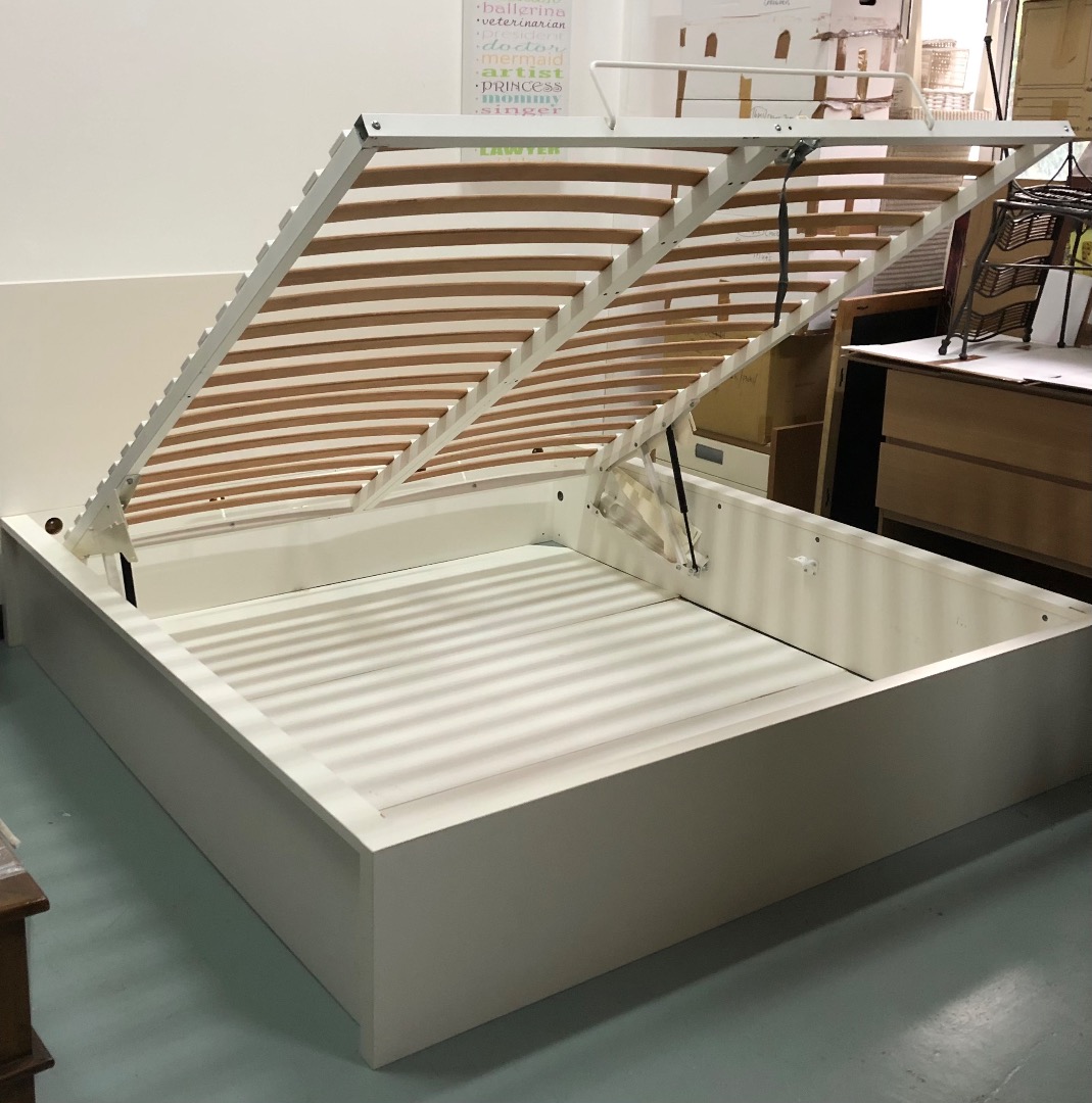 IKEA KING SIZE STORAGE BED FRAME 195X200CM, Furniture & Home Living ...