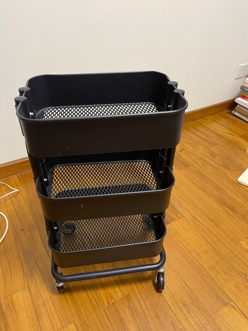 IKEA RASHULT trolley black, Furniture & Home Living, Furniture, Shelves ...