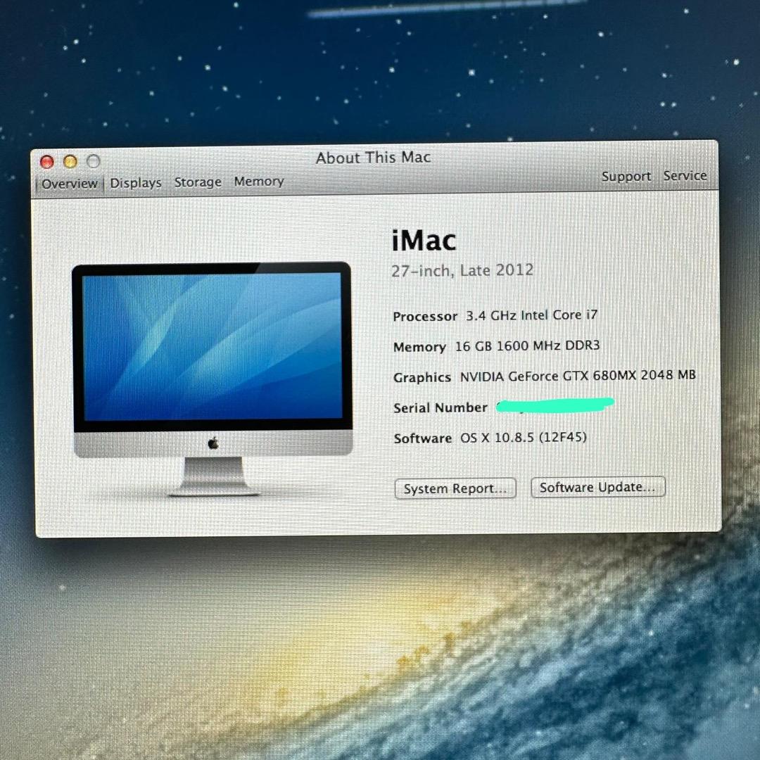 iMac 27-inch, Late 2012 3.4GHz Intel Core I7 16GB DDR3 90%新女仔用