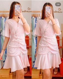 LIGHT PINK BUTTONED DRESS