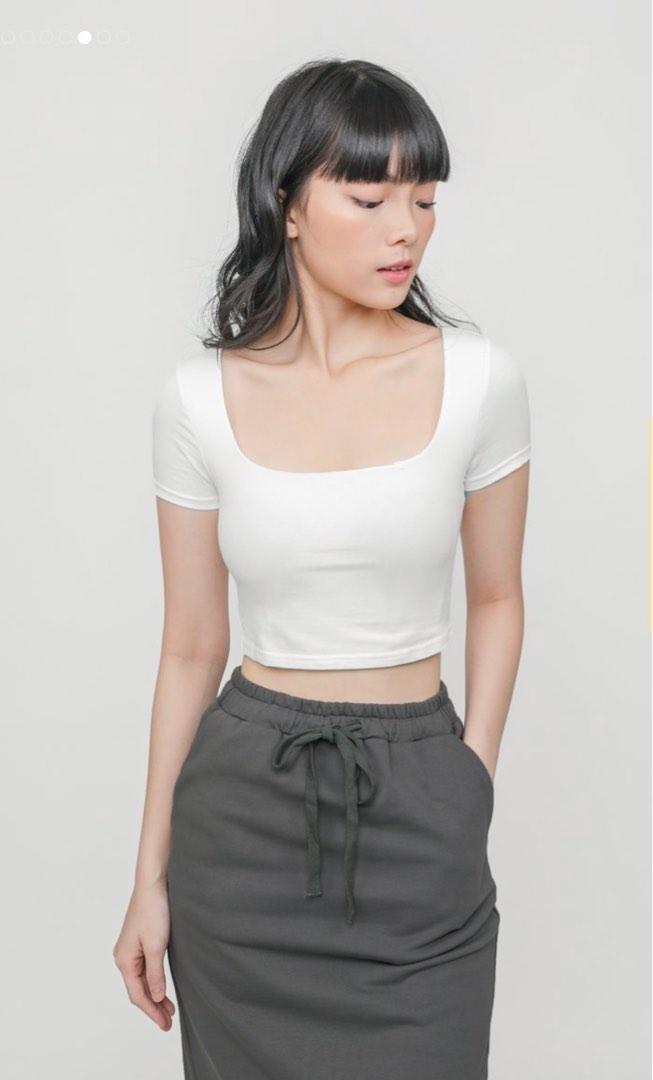 Lilia Padded Sleeve Top (White), Women's Fashion, Tops, Shirts on Carousell