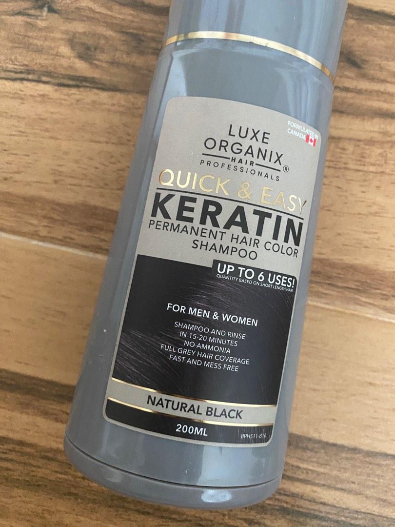 Luxe Organix Keratin Permanent Hair Color Shampoo Natural Black, Beauty