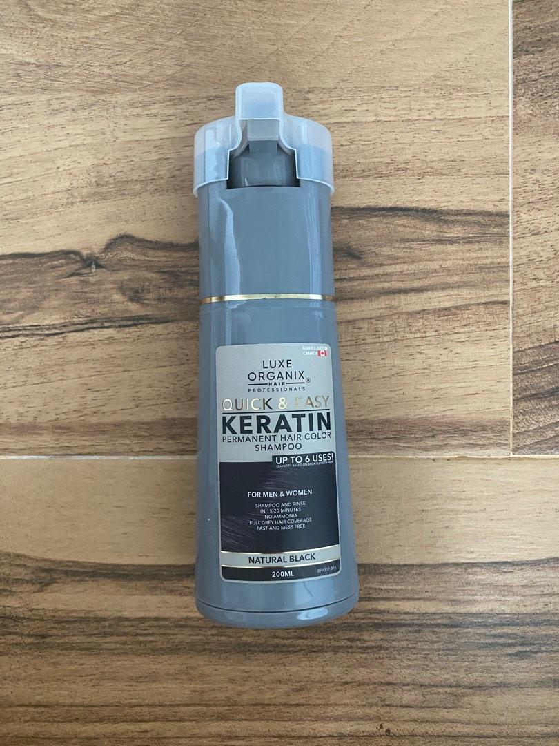 Luxe Organix Keratin Permanent Hair Color Shampoo Natural Black, Beauty