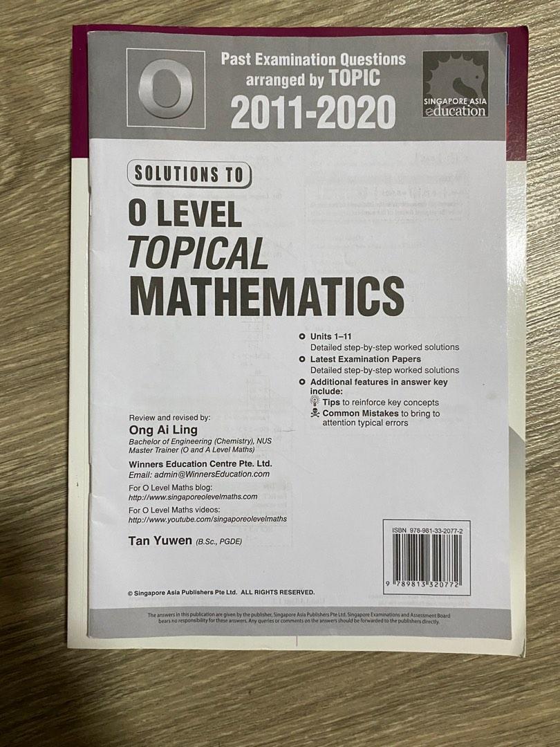 O Level Topical Math Math O level topical book, Hobbies & Toys, Books & Magazines ...