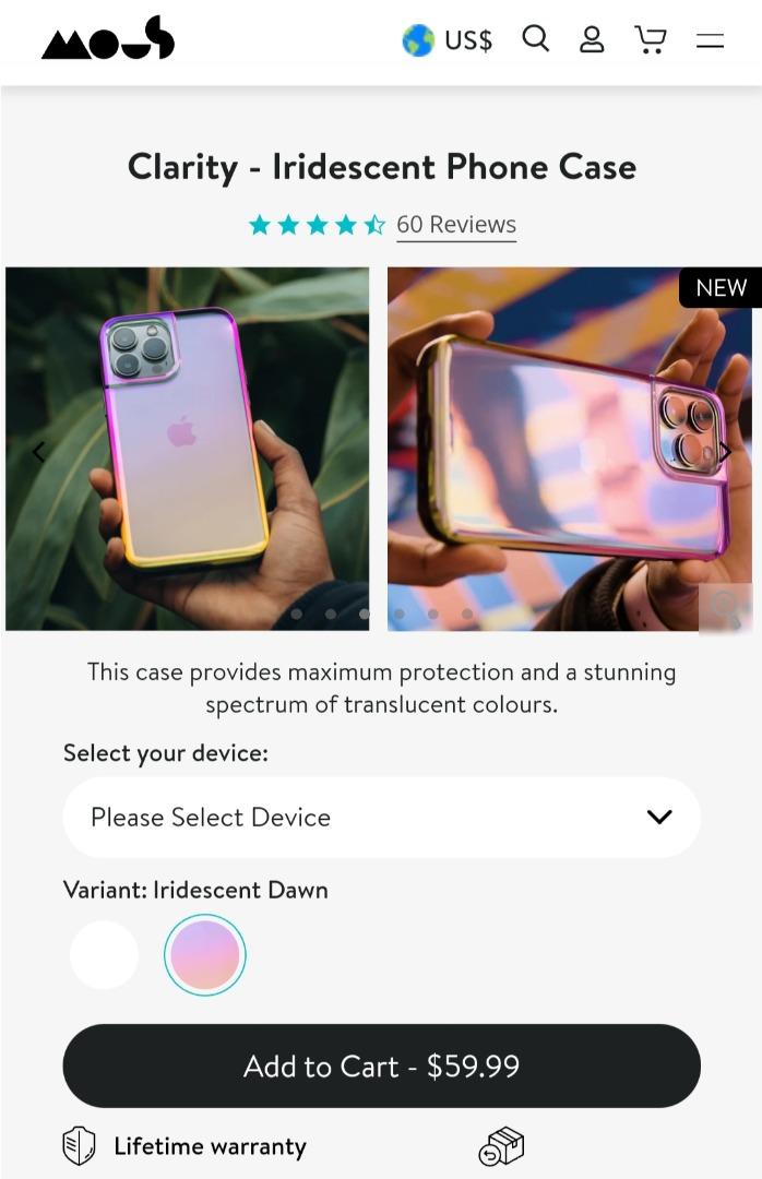 Mous  Iridescent Phone Case - Clarity