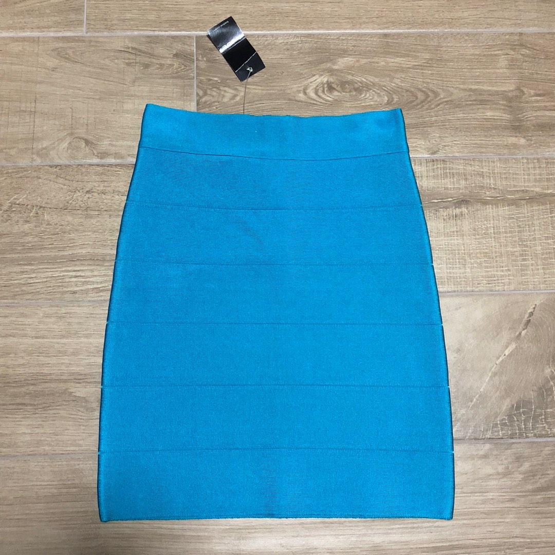 NWT XS bebe blue bandage bodycon mini skirt, Women's Fashion, Bottoms,  Skirts on Carousell