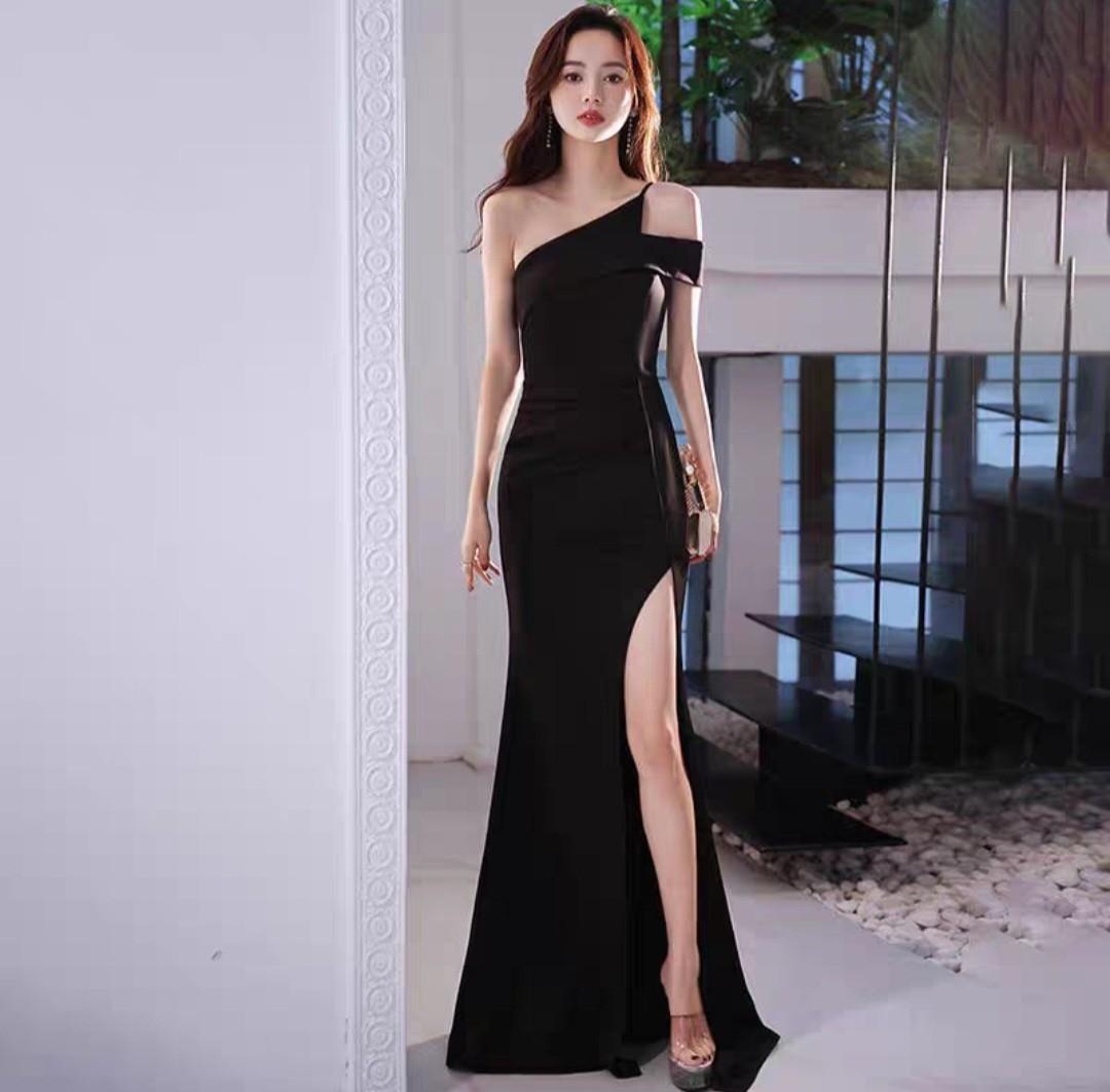 PO elegant evening gown / dinner dress / mermaid maxi side slit toga ...