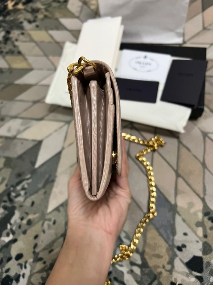 Prada Nude Saffiano Leather Wallet On Chain Prada