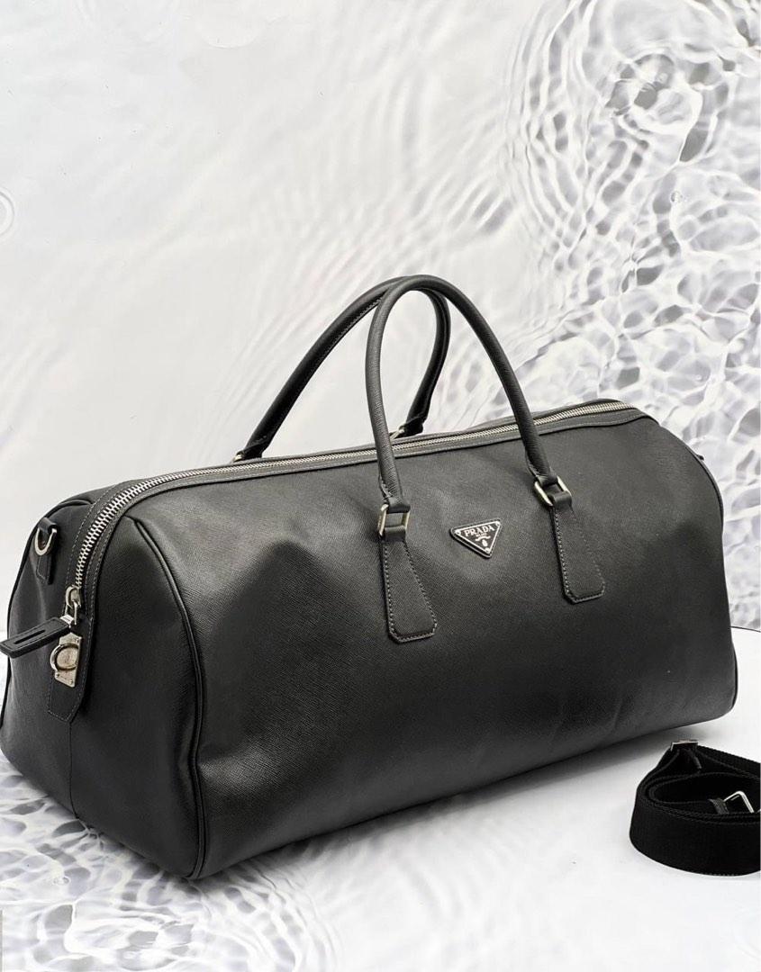 Prada leather travel bag discount