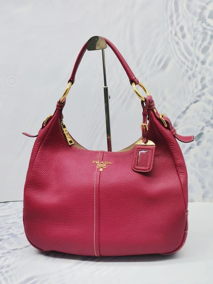 PRADA VITELLO DAINO LEATHER HOBO BAG Luxury Bags Wallets on