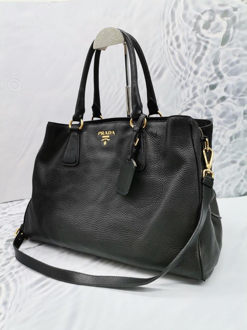 Prada vitello daino leather tote sales