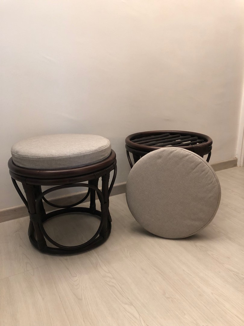 rattan grey stools