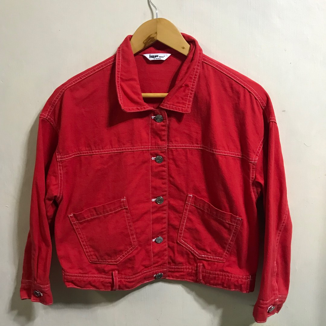 Her Short Sleeve Cropped Red Jacket main image 0