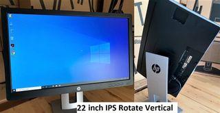 SALE!!! HP 22" IPS Gaming LED monitor,Rotate Vertical ,Height Adjustable 1080p, HDMI,DP, VESA Wallmountable