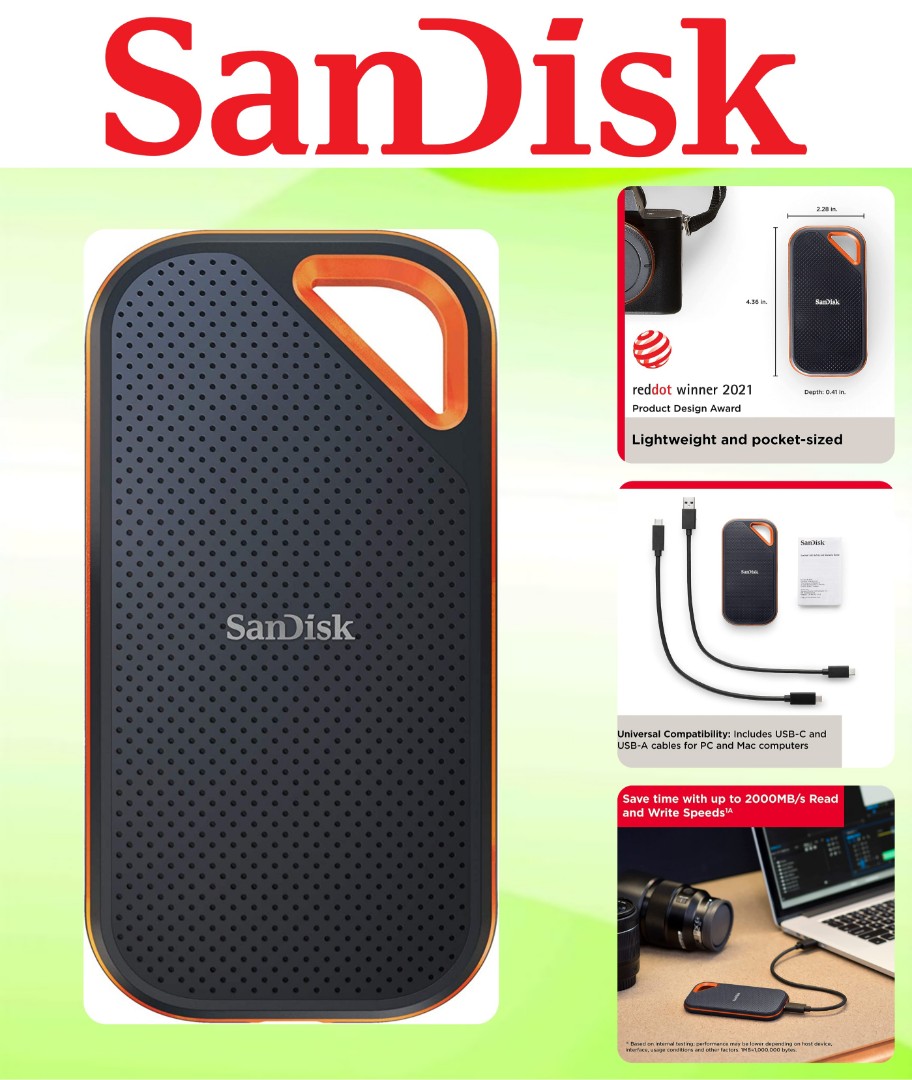 SanDisk SSD 外付け 1TB USB 3.2 Gen 2x2 | monsterdog.com.br