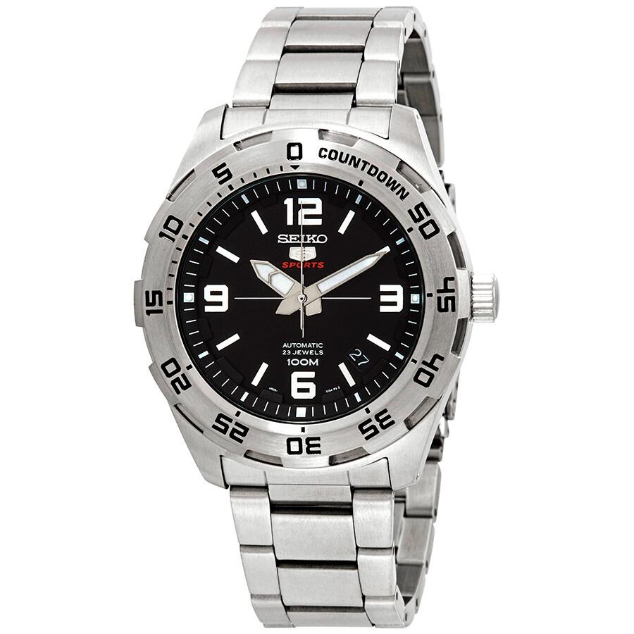 Seiko 5 Sports Countdown Black Dial Stainless Steel Automatic