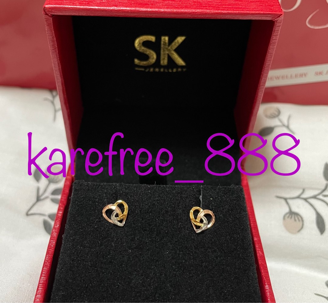 SK Jewellery Triquetra Heart 14K Gold Loca Earrings, Women's Fashion ...