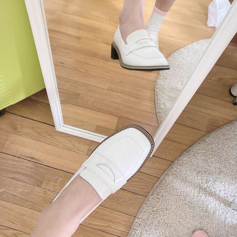 White sales loafer heels