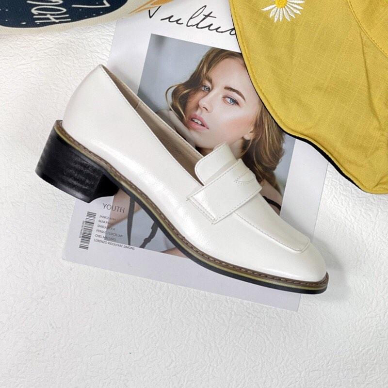 White best sale loafer heels