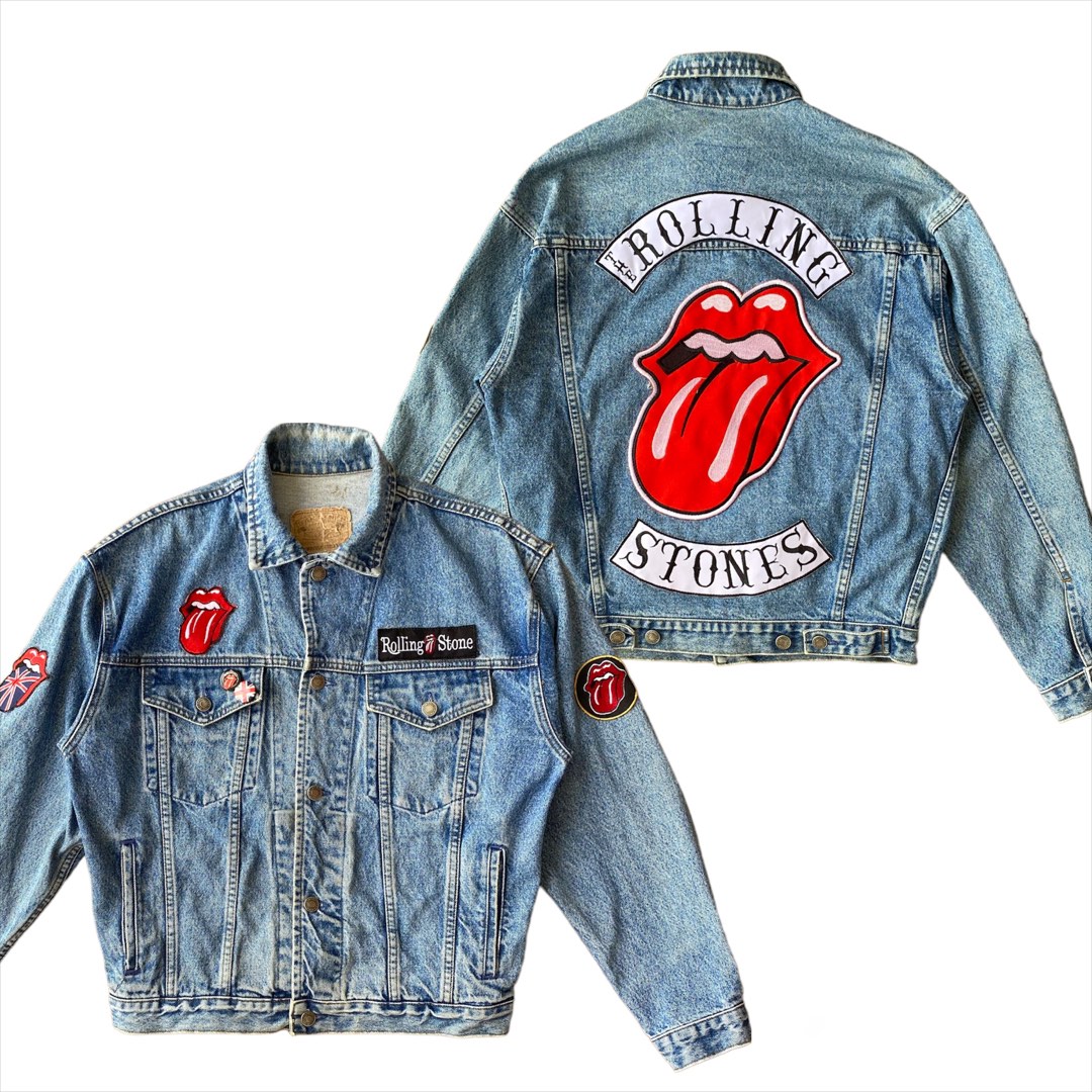Vintage Gap Denim Jacket The Rolling Stones Patches Men s