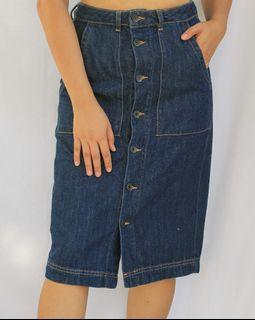 Vintage Super Dry Denim Button Front Skirt