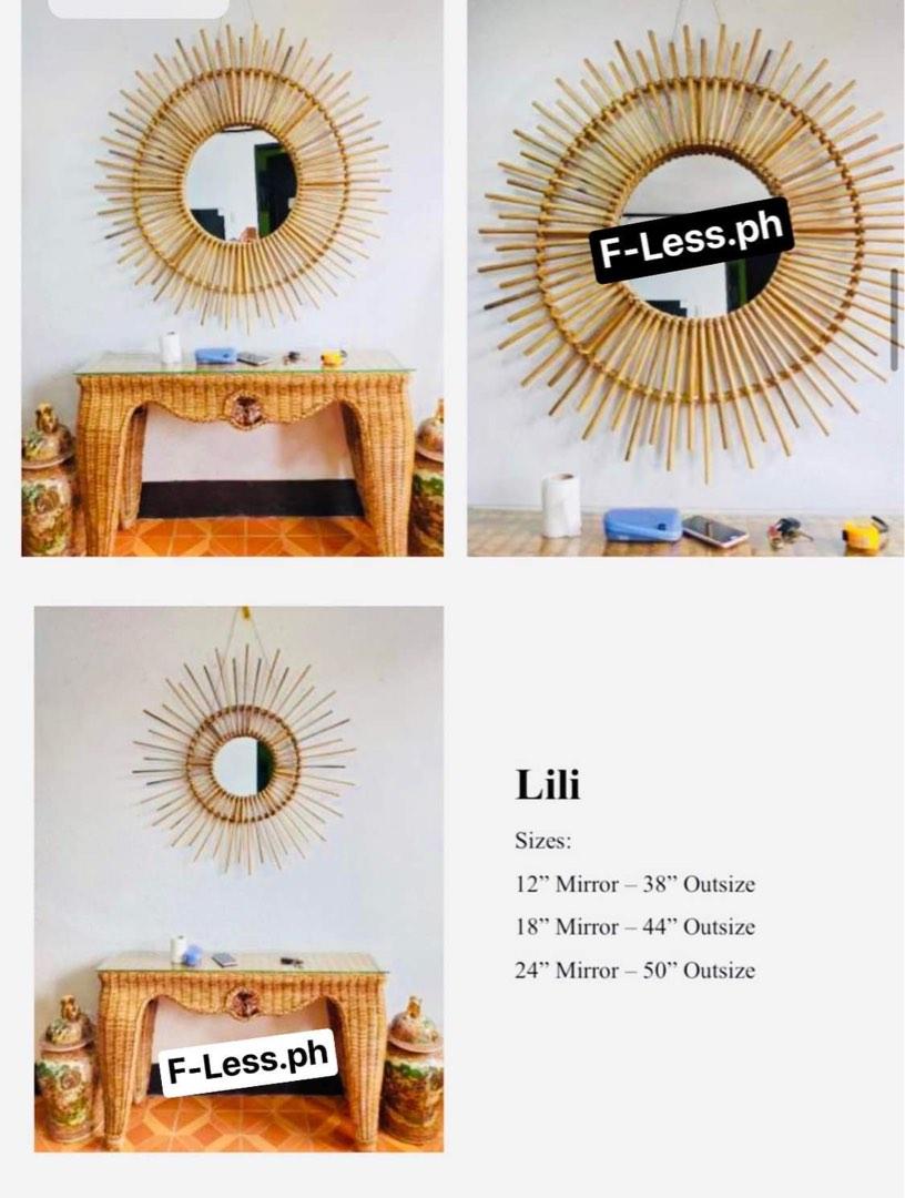 Wicker weaved design wall mirror (Category: Mirrors) located in Paranaque City. Submitted by FLess.ph (Listing ID 1191929312, Image 1). Description: Price depends on its size.