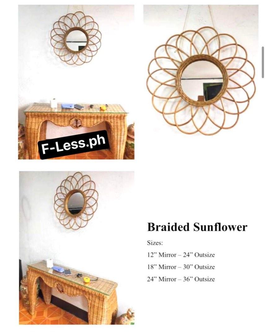Wicker weaved design wall mirror (Category: Mirrors) located in Paranaque City. Submitted by FLess.ph (Listing ID 1191929312, Image 2). Description: Price depends on its size.