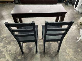 Wooden Console Table Dark Brown Colour With 2 Chairs / Meja Konsol Kayu Warna Coklat Gelap Dengan 2 Kerusi