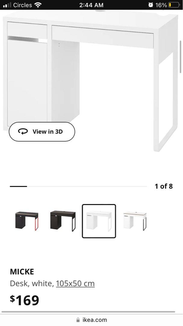 Working desk Ikea Micke, Furniture & Home Living, Furniture, Tables