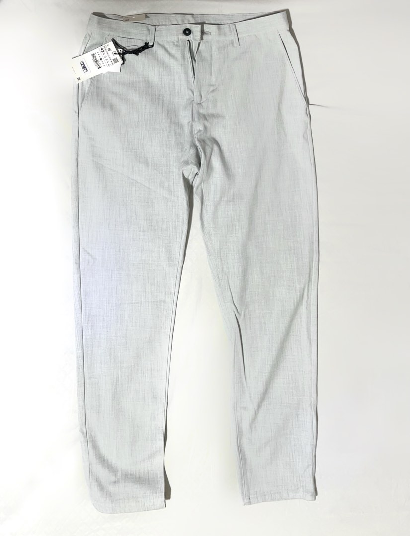 Zara Melange Grey Textured Cropped Suit Trousers, Men's Fashion ...