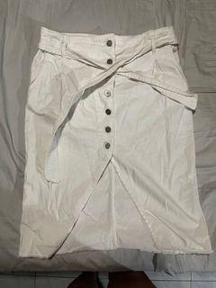 Zara white denim button down wrap skirt