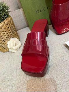 100% Authentic Gucci Jelly Sandals Block Heeled Mule in Red ( US 10 27cm)  Condition: 9/10 Comes with Box, Dustbag and Booklet