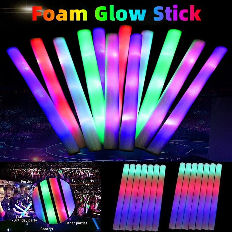 1 Piece Foam Glow Sticks Led Multi-color Electronic Light Up Sticks Party  Supplies For Party Wedding Birthday Concert Christmas